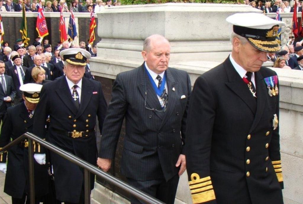 Cdre David Squire, Capt Malcolm Parrott, Admiral Sir Ian Garnett.
