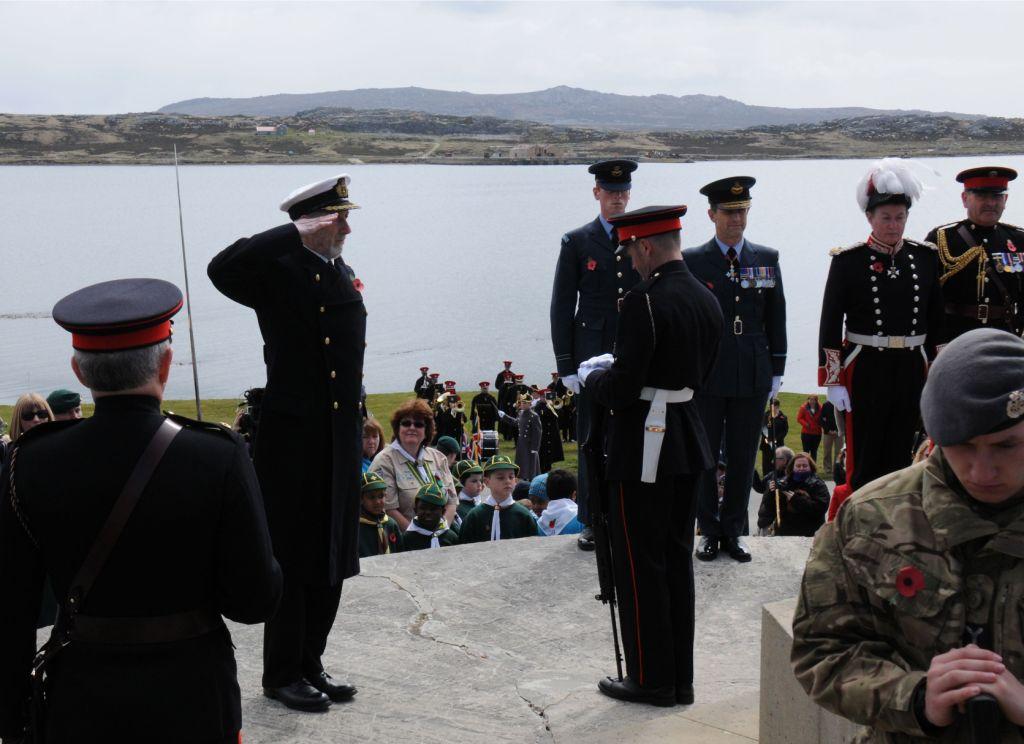 Our Man Down South
Chris Locke laid the RFA Wreath at Stanley. Remembrance 2014.
