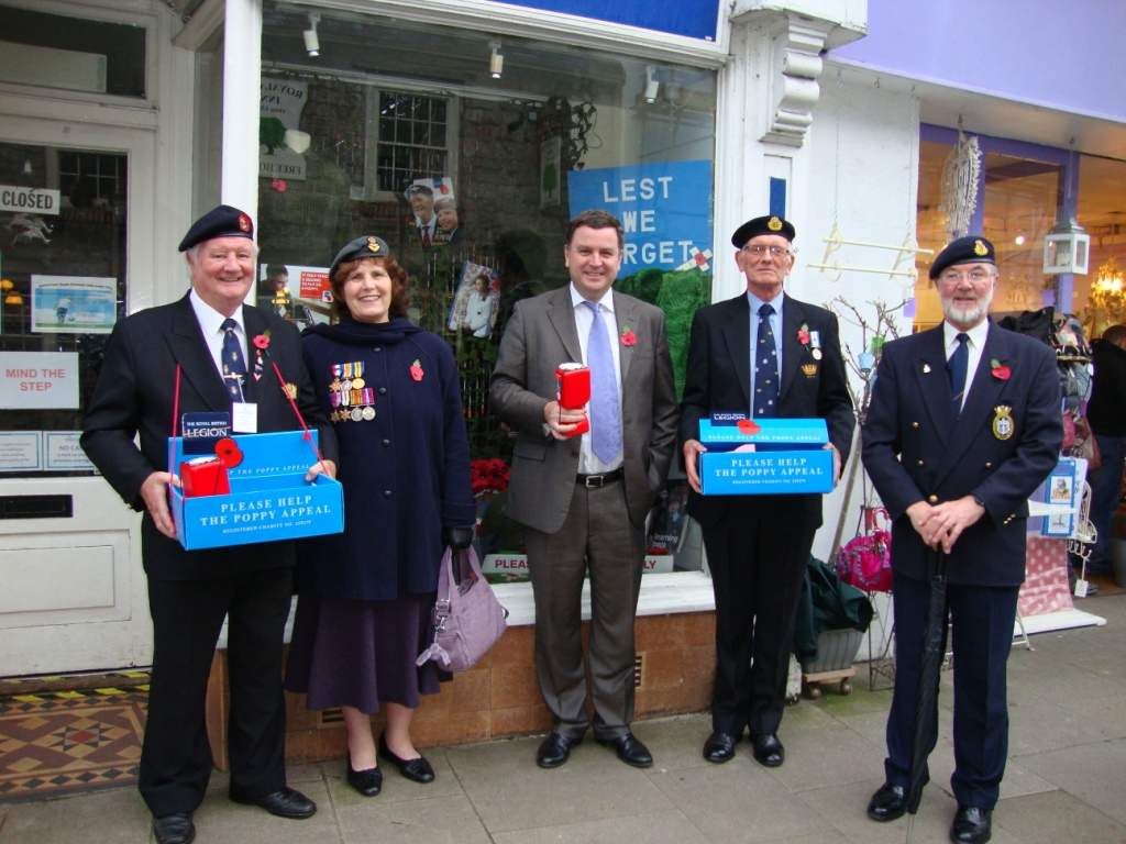 Poppy Appeal in Ashburton
 Jack Barkley, Jan Reid, Mel Stride MP, Maurice Mann, Mike Jamieson.
